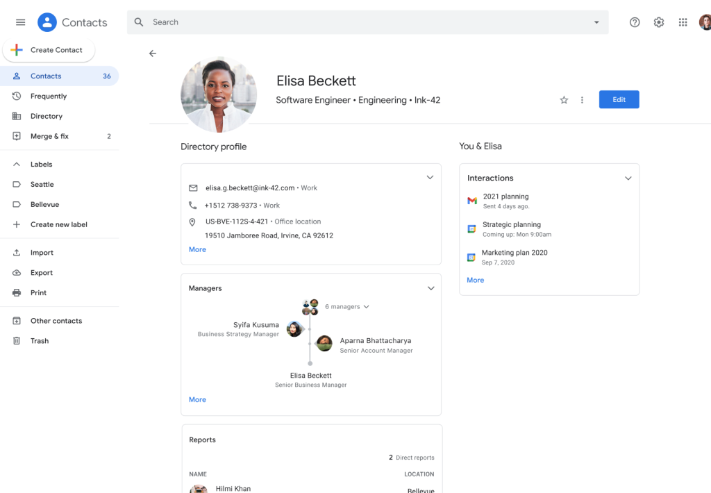 Managing Your Contacts