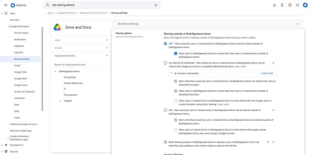 Control File Sharing and External Access