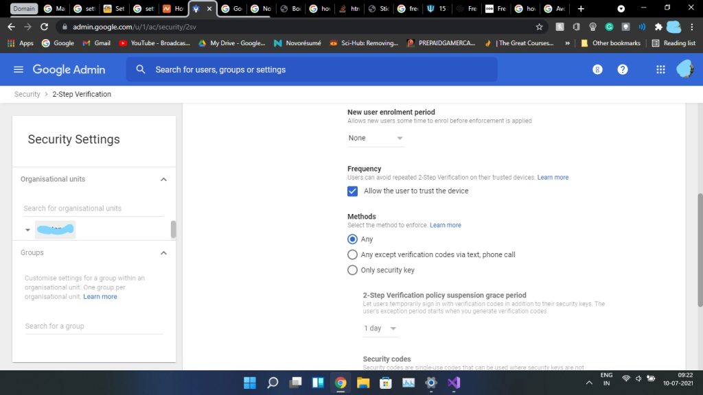 google Admin Console 2FA